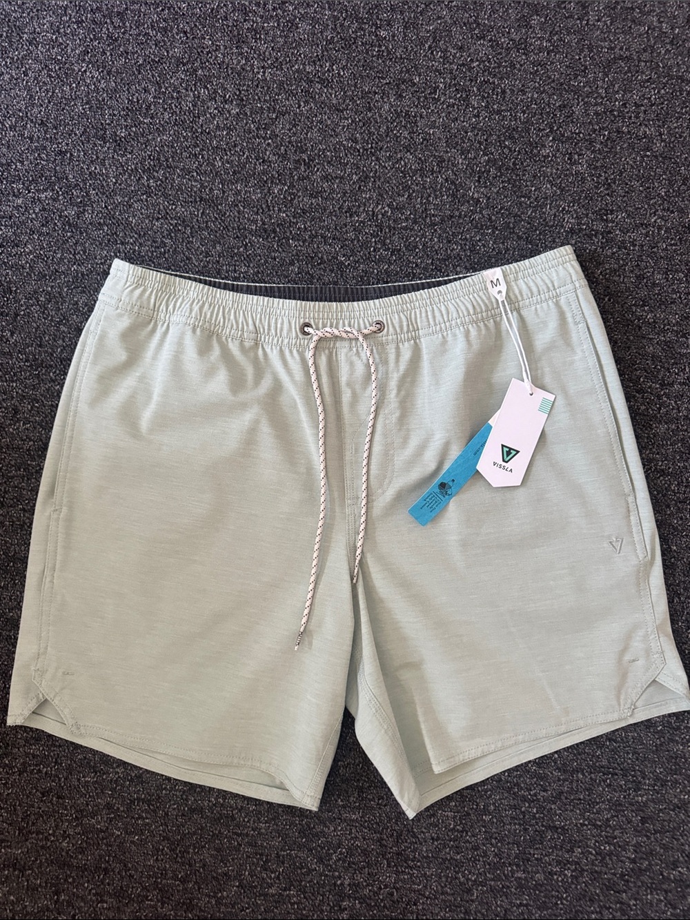 VISSLA Sage Green Elastic Drawstring Board Shorts